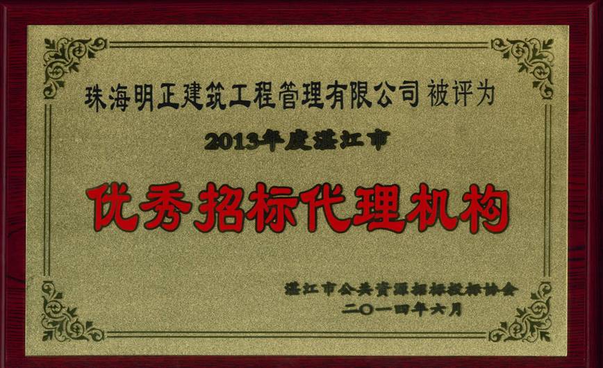 湛江市公共资源招标投标协会2013年度优秀招标代理机构